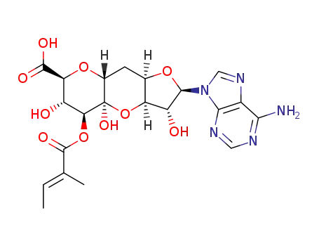 D-arabino-alpha-L-ido-7-Undeculo-7,3-pyranose-1,4-furanuronic acid,1-(6-amino-9H-purin-9-yl)-6,10-anhydro-1,5-dideoxy-, 8-((2E)-2-methyl-2-butenoate), (7R)-