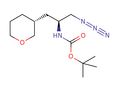 Molecular Structure of 942145-24-6 (tert-butyl (S)-1-azido-3-((R)-tetrahydro-2H-pyran-3-yl)propan-2-ylcarbamate)