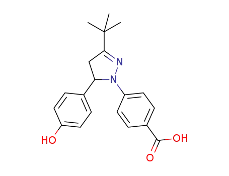 Molecular Structure of 1400633-25-1 (4-(3-(tert-butyl)-5-(4-hydroxyphenyl)-4,5-dihydro-1H-pyrazol-1-yl)benzoic acid)