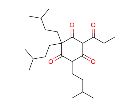Molecular Structure of 63832-16-6 (1,3,5-Cyclohexanetrione,
2,2,4-tris(3-methylbutyl)-6-(2-methyl-1-oxopropyl)-)