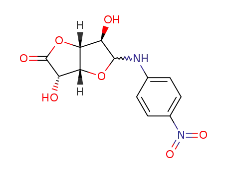 Molecular Structure of 108752-94-9 (1-(4-nitro-anilino)-1-deoxy-ξ-D-glucofuranuronic acid-3-lactone)
