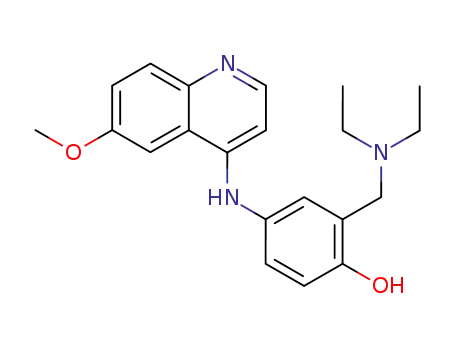 Molecular Structure of 64131-49-3 (Phenol,2-[(diethylamino)methyl]-4-[(6-methoxy-4-quinolinyl)amino]-)