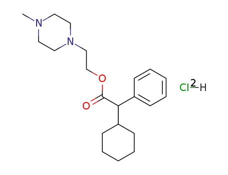 Molecular Structure of 113324-33-7 (cyclohexyl-phenyl-acetic acid-[2-(4-methyl-piperazino)-ethyl ester]; dihydrochloride)