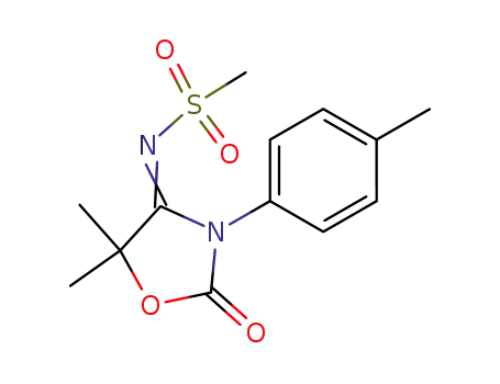 Molecular Structure of 62962-36-1 (Methanesulfonamide,
N-[5,5-dimethyl-3-(4-methylphenyl)-2-oxo-4-oxazolidinylidene]-)