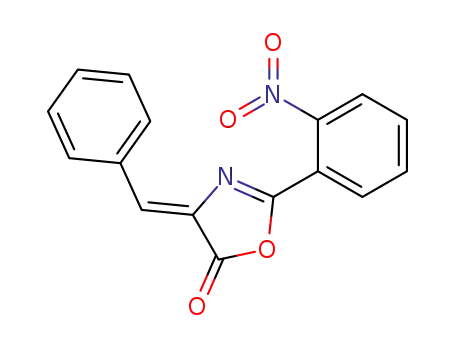 Molecular Structure of 25673-44-3 (5(4H)-Oxazolone, 2-(2-nitrophenyl)-4-(phenylmethylene)-, (Z)-)