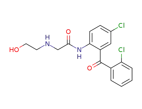 Molecular Structure of 24234-92-2 (5-Chloro-2-(β-hydroxyethylaminoacetylamino)-2'-chlorobenzophenone)
