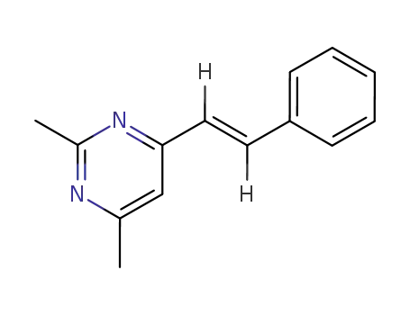 Molecular Structure of 84586-36-7 (Pyrimidine, 2,4-dimethyl-6-(2-phenylethenyl)-, (E)-)