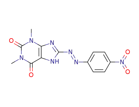 Molecular Structure of 75722-11-1 (1H-Purine-2,6-dione, 3,7-dihydro-1,3-dimethyl-8-[(4-nitrophenyl)azo]-)