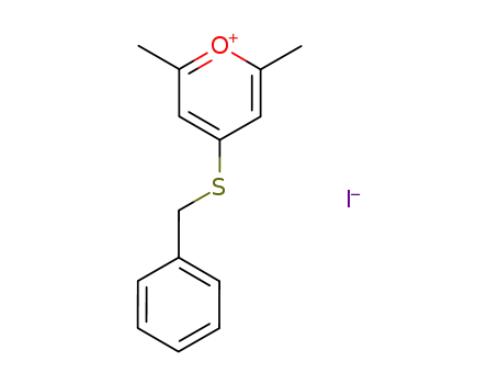 Molecular Structure of 74332-95-9 (Pyrylium, 4-benzylthio-2,6-dimethyl-, iodide)