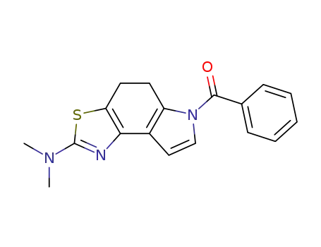Molecular Structure of 27866-57-5 (6-benzoyl-2-dimethylamino-5,6-dihydro-4<i>H</i>-thiazolo[4,5-<i>e</i>]indole)
