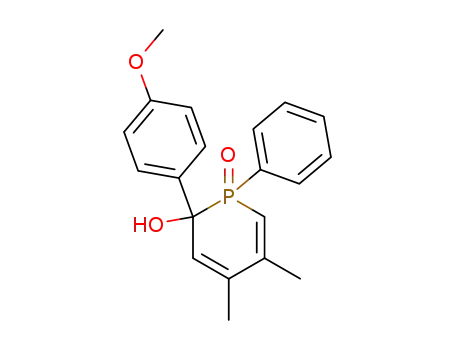 Molecular Structure of 56569-30-3 (2-(4-methoxy-phenyl)-4,5-dimethyl-1-oxo-1-phenyl-1,2-dihydro-1λ<sup>5</sup>-phosphinin-2-ol)