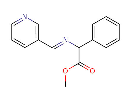 Molecular Structure of 63431-01-6 (Benzeneacetic acid, a-[(3-pyridinylmethylene)amino]-, methyl ester)