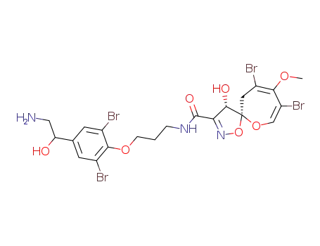 Molecular Structure of 85819-67-6 (N-{3-[4-(2-amino-1-hydroxyethyl)-2,6-dibromophenoxy]propyl}-8,10-dibromo-4-hydroxy-9-methoxy-1,6-dioxa-2-azaspiro[4.6]undeca-2,7,9-triene-3-carboxamide)