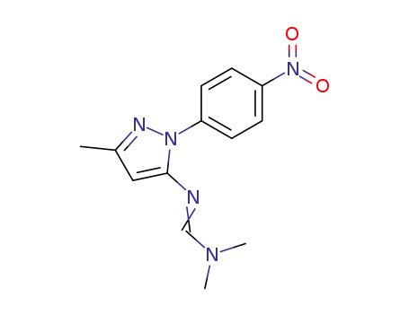 Molecular Structure of 77746-78-2 (Methanimidamide,
N,N-dimethyl-N'-[3-methyl-1-(4-nitrophenyl)-1H-pyrazol-5-yl]-)