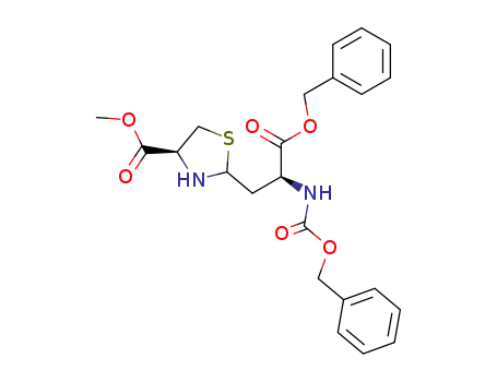 Molecular Structure of 109317-05-7 ((2Ξ,4S,2'S)-<2'-(benzyloxycarbonylaminopropanoic acid benzyl ester)>-3-aza-4-(methoxycarbonyl)tetrahydrothiophene)