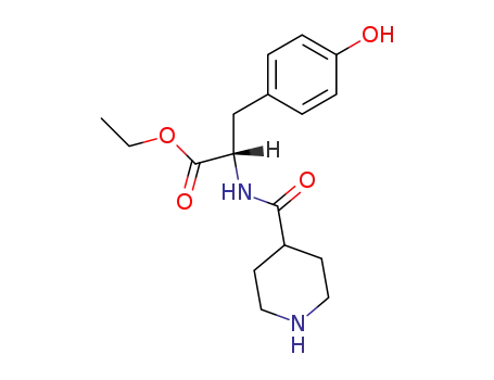 Molecular Structure of 82827-48-3 ((S)-3-(4-Hydroxy-phenyl)-2-[(piperidine-4-carbonyl)-amino]-propionic acid ethyl ester)
