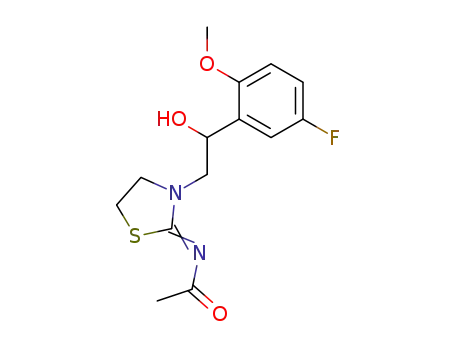 Molecular Structure of 6752-10-9 (2-(2-acetylimino-thiazolidin-3-yl)-1-(5-fluoro-2-methoxy-phenyl)-ethanol)