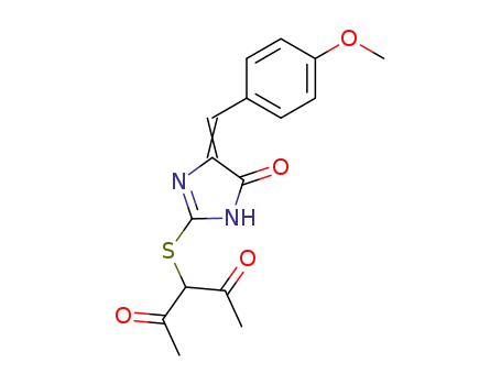 Molecular Structure of 128256-91-7 (3-{4-[1-(4-Methoxy-phenyl)-meth-(Z)-ylidene]-5-oxo-4,5-dihydro-1H-imidazol-2-ylsulfanyl}-pentane-2,4-dione)