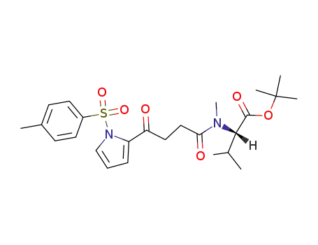 Molecular Structure of 131226-12-5 (t-Butyl N-methyl-N-<4-<1-<(4-methylphenyl)sulfonyl>-2-pyrrolyl>-4-oxobutanoyl>-L-valinate)