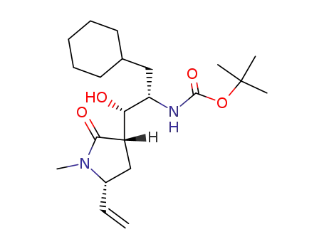 2(S)-<(tert-butyloxycarbonyl)amino>-3-cyclohexyl-1(S)-hydroxy-1-(1-methyl-5(R)-ethenyl-2-oxopyrrolidin-3(S)-yl)propane