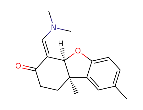 Molecular Structure of 86657-79-6 ((4aS,9bR)-4-[1-Dimethylamino-meth-(E)-ylidene]-8,9b-dimethyl-1,4,4a,9b-tetrahydro-2H-dibenzofuran-3-one)