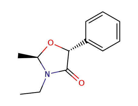 Molecular Structure of 138835-06-0 (4-Oxazolidinone, 3-ethyl-2-methyl-5-phenyl-, trans-)