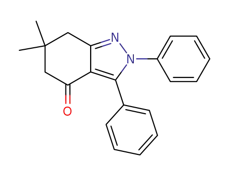 Molecular Structure of 21081-58-3 (4H-Indazol-4-one, 2,5,6,7-tetrahydro-6,6-dimethyl-2,3-diphenyl-)