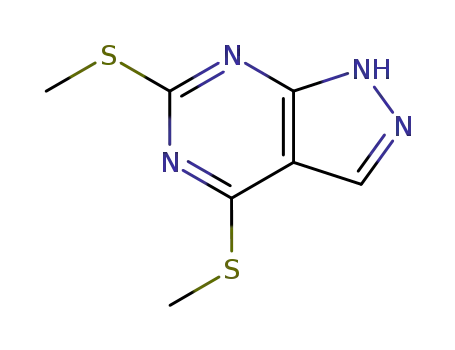Molecular Structure of 6288-89-7 (4,6-Bis(methylthio)-1H-pyrazolo[3,4-d]pyrimidine)