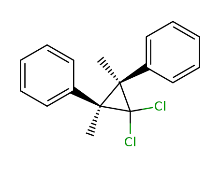 Molecular Structure of 61894-39-1 (Benzene, 1,1'-(3,3-dichloro-1,2-dimethyl-1,2-cyclopropanediyl)bis-, cis-)