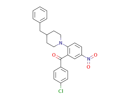 Molecular Structure of 113456-82-9 ({2-(4-benzyl-1-piperidinyl)-5-nitrophenyl}(4-chlorophenyl)methanone)