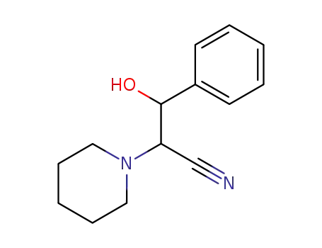 Molecular Structure of 64399-76-4 (3-hydroxy-3-phenyl-2-(piperidin-1-yl)propanenitrile)