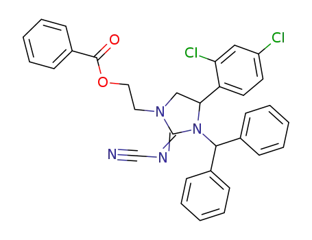 Molecular Structure of 103866-03-1 (1-benzhydryl-3-(2-benzoyloxyethyl)-5-(2,4-dichlorophenyl)-2-cyanoiminoimidazolidine)