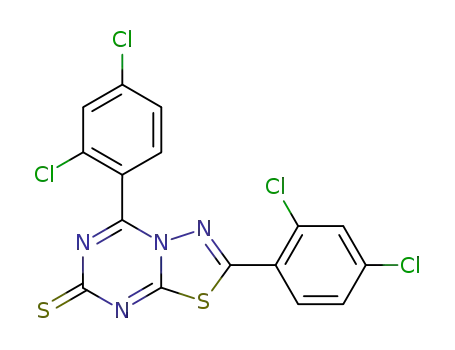 Molecular Structure of 132407-90-0 (7H-1,3,4-Thiadiazolo[3,2-a][1,3,5]triazine-7-thione,
2,5-bis(2,4-dichlorophenyl)-)