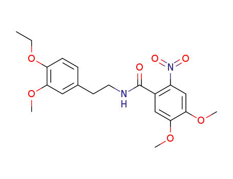 Molecular Structure of 125232-04-4 (N-[2-(4-Ethoxy-3-methoxy-phenyl)-ethyl]-4,5-dimethoxy-2-nitro-benzamide)