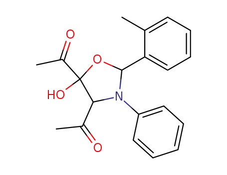 Molecular Structure of 88743-96-8 (Ethanone,
1,1'-[5-hydroxy-2-(2-methylphenyl)-3-phenyl-4,5-oxazolidinediyl]bis-)