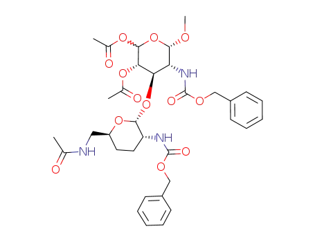 Acetic acid (3S,4R,5R,6S)-2-acetoxy-4-[(2R,3R,6S)-6-(acetylamino-methyl)-3-benzyloxycarbonylamino-tetrahydro-pyran-2-yloxy]-5-benzyloxycarbonylamino-6-methoxy-tetrahydro-pyran-3-yl ester