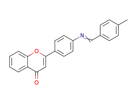 Molecular Structure of 146273-22-5 (2-(4-{[1-p-Tolyl-meth-(E)-ylidene]-amino}-phenyl)-chromen-4-one)