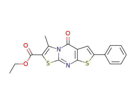5H-Thiazolo(3,2-a)thieno(2,3-d)pyrimidine-2-carboxylic acid, 3-methyl-5-oxo-7-phenyl-, ethyl ester