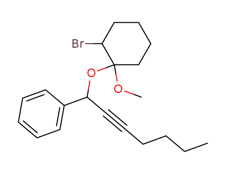 Molecular Structure of 132454-05-8 ([1-(2-Bromo-1-methoxy-cyclohexyloxy)-hept-2-ynyl]-benzene)