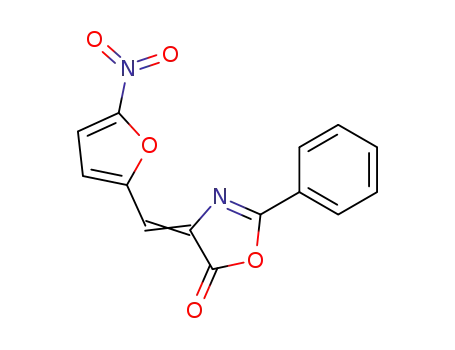 Molecular Structure of 138579-62-1 (5(4H)-Oxazolone, 4-[(5-nitro-2-furanyl)methylene]-2-phenyl-, (Z)-)