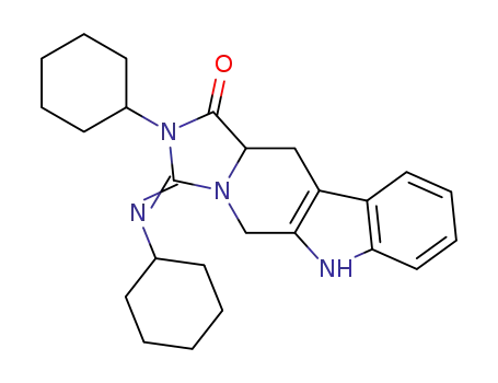 Molecular Structure of 130472-83-2 (2-Cyclohexyl-1-[(E)-cyclohexylimino]-1,2,3a,4,9,10-hexahydro-2,9,10a-triaza-cyclopenta[b]fluoren-3-one)