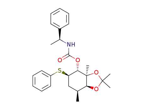 (1'S,1S,2S,3R,4R,6S)-2,6-dimethyl-3-<(((1'-phenylethyl)amino)carbonyl)oxy>-4-(phenylthio)cyclohexane-1,2-diol 1,2-acetonide