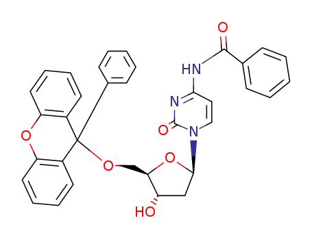 Molecular Structure of 69075-27-0 (4-(benzoylamino)-1-[(4xi)-2-deoxy-5-O-(9-phenyl-9H-xanthen-9-yl)-beta-D-glycero-pentofuranosyl]pyrimidin-2(1H)-one)