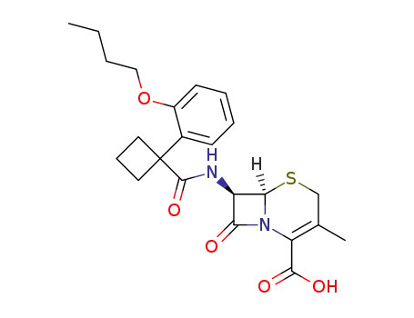 Molecular Structure of 108098-23-3 ((6R,7R)-7-({[1-(2-butoxyphenyl)cyclobutyl]carbonyl}amino)-3-methyl-8-oxo-5-thia-1-azabicyclo[4.2.0]oct-2-ene-2-carboxylic acid)