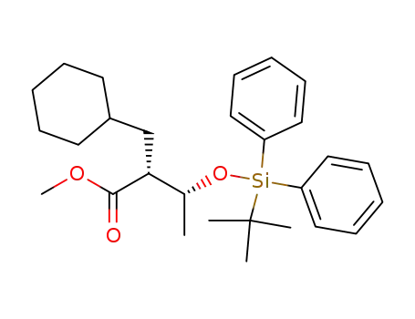 Molecular Structure of 137655-44-8 (methyl threo-2-<(tert-butyl)diphenylsilyloxy>-2-(cyclohexylmethyl)butanoate)