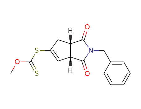 Molecular Structure of 134939-30-3 (Dithiocarbonic acid S-((3aS,6aS)-2-benzyl-1,3-dioxo-1,2,3,3a,4,6a-hexahydro-cyclopenta[c]pyrrol-5-yl) ester O-methyl ester)