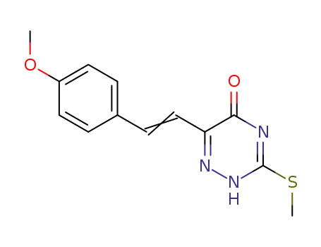 Molecular Structure of 83715-79-1 (1,2,4-Triazin-5(2H)-one, 6-[2-(4-methoxyphenyl)ethenyl]-3-(methylthio)-)
