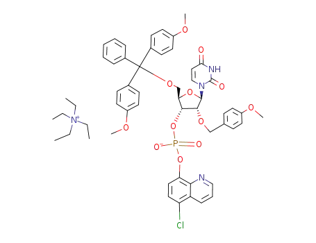Molecular Structure of 85193-79-9 (3'-Uridylic acid,
5'-O-[bis(4-methoxyphenyl)phenylmethyl]-2'-O-[(4-methoxyphenyl)methyl
]-, mono(5-chloro-8-quinolinyl) ester)