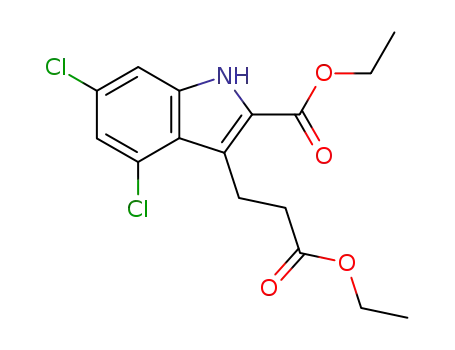 Molecular Structure of 130829-27-5 (1H-Indole-3-propanoic acid, 4,6-dichloro-2-(ethoxycarbonyl)-, ethyl
ester)