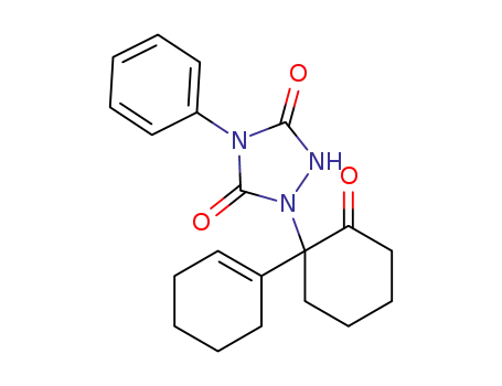 Molecular Structure of 82511-89-5 (1-(2-Oxo-bicyclohexyl-1'-en-1-yl)-4-phenyl-[1,2,4]triazolidine-3,5-dione)
